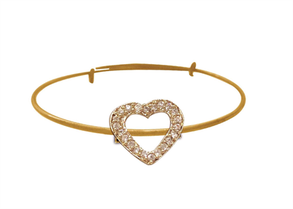 Gold Plated CZ Studded Womens Heart Bracelet